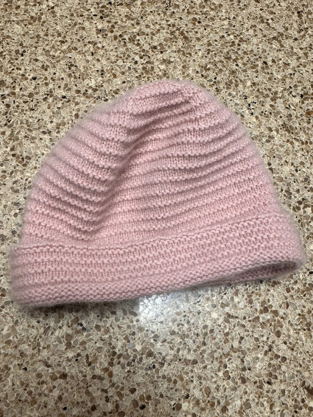 Burberry Cashmere Light Pink Knit Beanie with Logo Patch